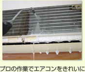 プロの作業でエアコンをきれいに